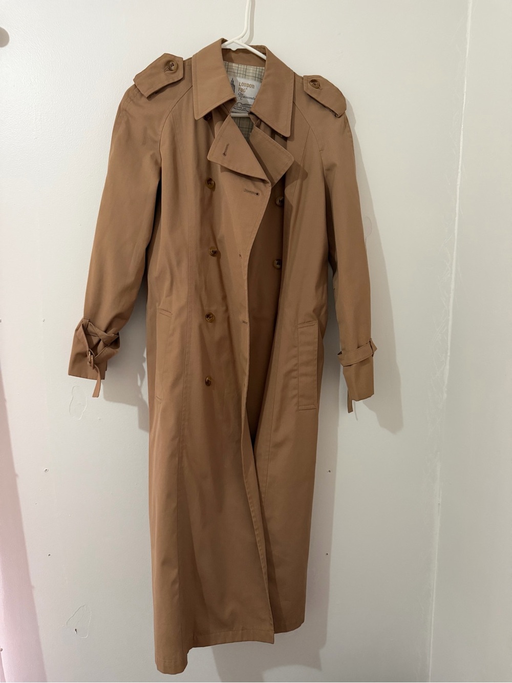 London Fog Tan Double-Breasted Trench Coat